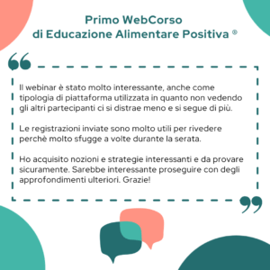 Feedback primo corso di Educazione Alimentare Positiva