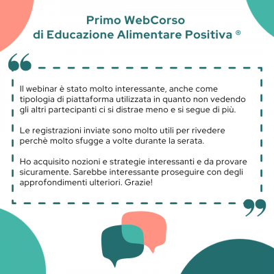 Feedback primo corso di Educazione Alimentare Positiva